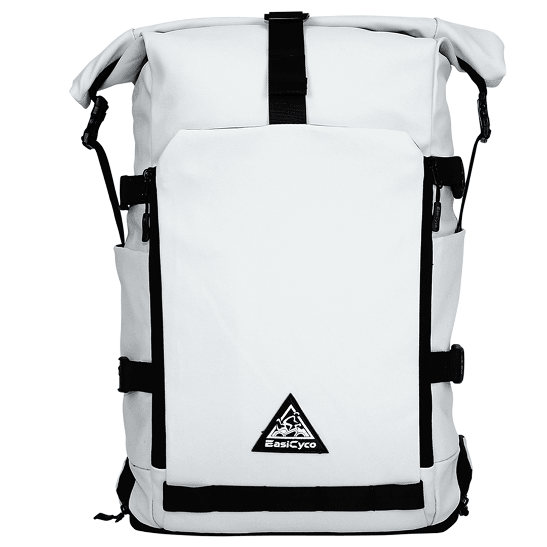 EasiCyco Floating Roll-Top Bike Daypack with Mounting Kit for Cycling, Commuting, and Outdoor Adventures White version