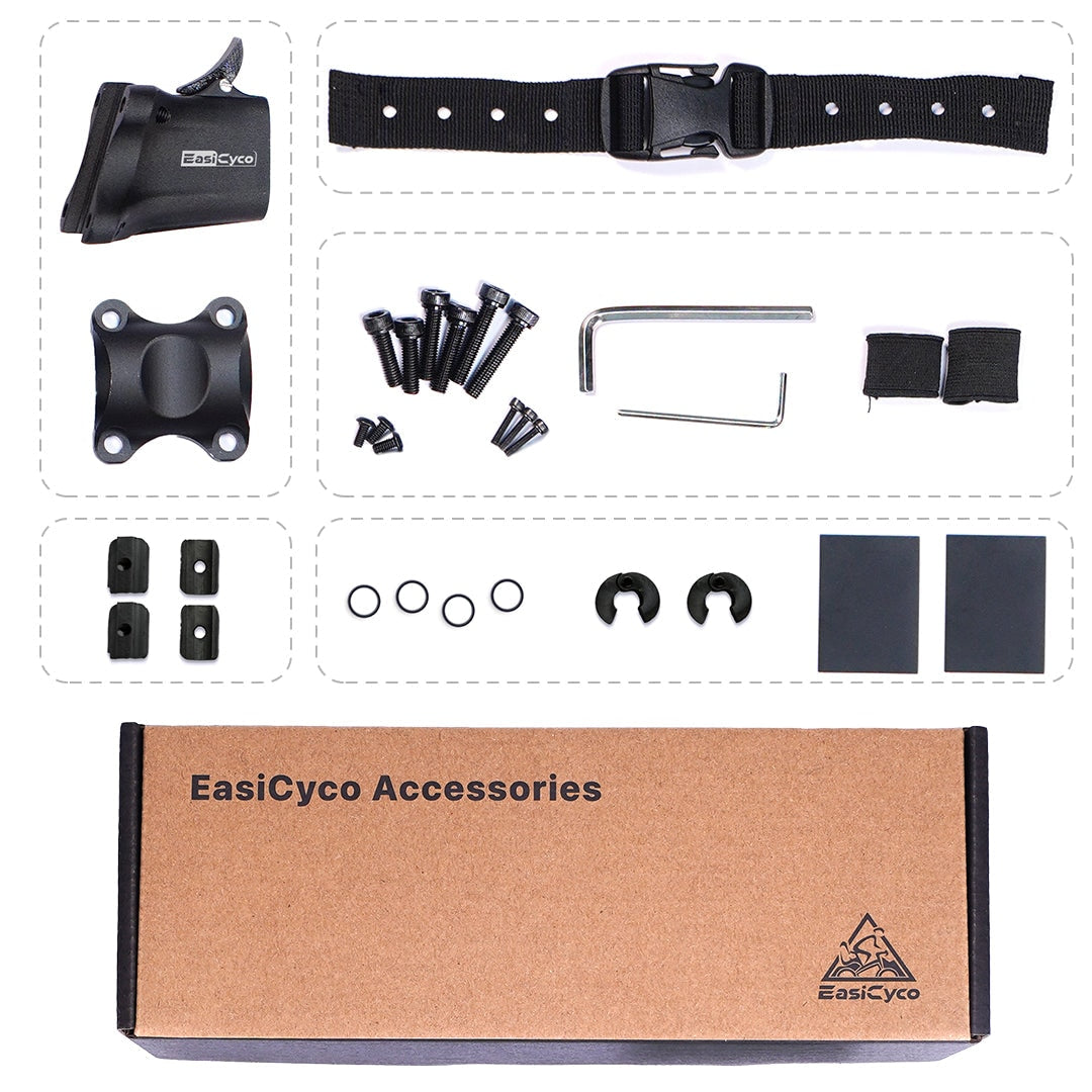 EasiCyco floating backpack accessories set with straps, buckles, screws, rings and storage box