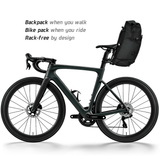 EasiCyco Floating Backpack: Fashionable Roll-Top Bicycle Backpack with Mounting Kit,Black color,no rear bike rack