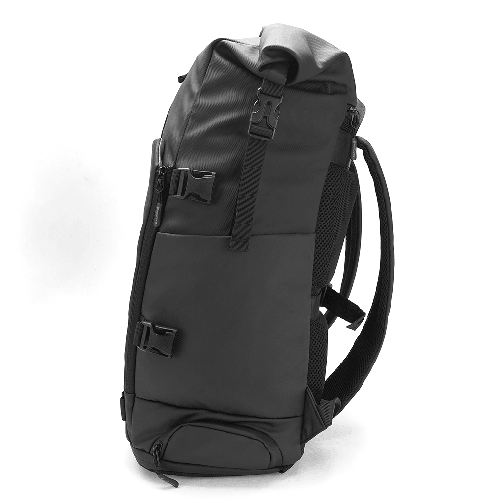 EasiCyco Fashion Roll-Top Seat Bag Waterproof Backpack with Mounting Kit,Black Color,for commuting and outdoor adventures