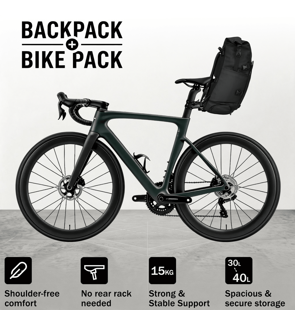 EasiCyco Rack-free Roll Top Cycling Backpack