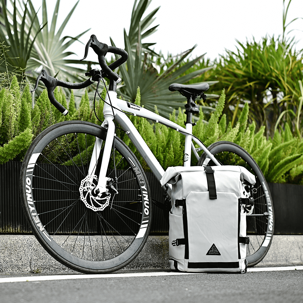 EasiCyco Floating Backpack Fashion Roll-Top with Mounting Kit, waterproof roll-top closure and adjustable straps for cycling
